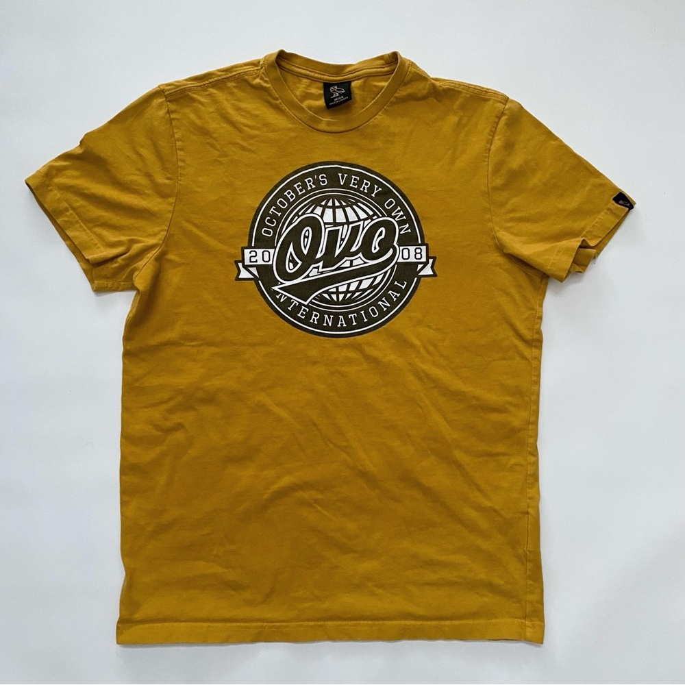 OVO Octoberโs Very Own mustard Tshirt, menโs medium